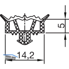 THYSSENKRUPP Syprotech Systemdichtung 5 f�r Kunststoff, L=60 m, EPDM wei�