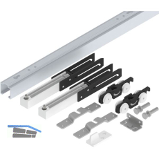 HELM 53 Beschlagset Wand Holz 50 kg Laufschiene L=1700 mm 2 D�mpfungen silber