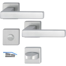 Dr�ckergarnitur AUSTIN - auf Rosette WC, Aluminium edelstahlfarbig matt