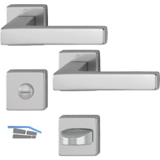 Dr�ckergarnitur AUSTIN - auf Rosette WC, Aluminium Edelstahl Effekt