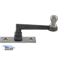 Fensterreiber m. Eisenknopf auf eckiger Platte, 22 mm, Messingguss schwarz