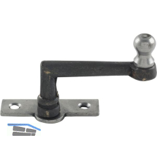 Fensterreiber m. Eisenknopf auf eckiger, austrag.Platte,15mm,Messingguss schwarz