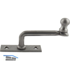 Fensterreiber m. Eisenknopf auf eckiger Platte, 20 mm, Stahl blank