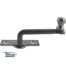 Fensterreiber m. Eisenknopf auf eckiger, austrag. Platte, 15 mm, Stahl blank