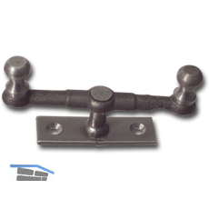 Doppelreiber mit Eisenknopf auf eckiger, gerader Platte, 20 mm, Stahl blank