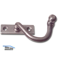 Kurbelreiber mit Eisenknopf auf eckiger, gerader Platte, Stahl blank, links, 15