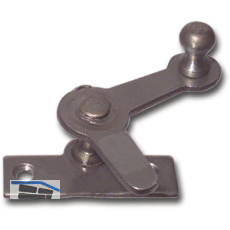 Zungenreiber mit Eisenknopf auf eckiger, austr. Platte, Stahl blank,20 mm links