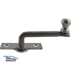 Fensterreiber m. Eisenknopf auf eckiger, austrag. Platte, 25 mm, Stahl blank