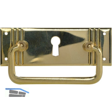 H�ngegriff Landhausstil gro� mit Schl�sselloch liegend, Messing poliert