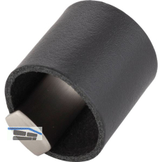 M�belknopf Drum LA 32, Breite 40 mm, Leder/ZN schwarz/Edelstahl Effekt