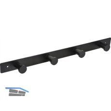 Garderobenleiste Aino mit 4 Haken, Breite 345 mm, Stahl schwarz matt