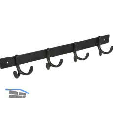 Garderobenleiste Aisa mit 4 Haken, Breite 345 mm, Stahl schwarz matt