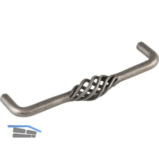 Griff Cage LA 128 mm, Breite 136 mm, Stahl altzinn antik