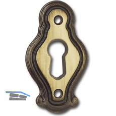 Schl�sselschild Mondial Breite 26 mm, H�he 46 mm, Messing patiniert