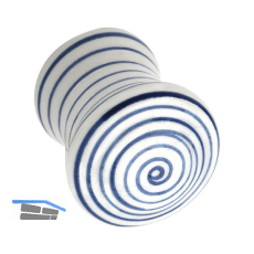 Knopf Paris � 29 mm, Tiefe 34 mm, Porzellan wei� blau gestreift