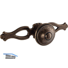 Knopf Flores mit Platte Breite 108 mm, Tiefe 31 mm, ZN altmessing br�niert