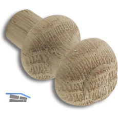 Polsterknopf � 18 mm, Tiefe 25 mm, Zapfen � 10 mm, Zapfenl�nge 9 mm, Eiche roh