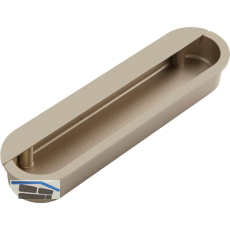 Muschelgriff Dotis Breite 129, Einlass 125 x 30, Zinkdruckguss Edelstahl Effekt