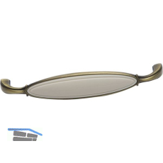 Griff Anaheim LA 96 mm, ZN/Kunststoff altmessing br�niert/beige