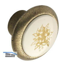 Knopf Tampa � 40 mm, Tiefe 26 mm, ZN/Kunststoff bronze, matt/Blume gold
