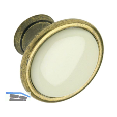 Knopf Oxnard � 29 mm, Porzellan/ZN hellbeige/altmessing br�niert