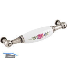 Griff Talos Breite 107 mm, Keramik/ZN wei� bemalt Rose/verzinnt