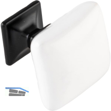 Knopf Temet Breite 34 mm, Keramik wei�/Zinkdruckguss schwarz matt