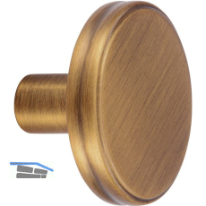 Knopf Isis � 35 mm, Tiefe 24 mm, Zinkdruckguss messing schwarz geb�rstet