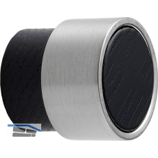 Knopf Radio Mini � 26 mm, Esche schwarz gebeizt/Zinkdruckguss Edelstahl Effekt