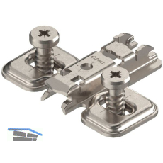 BLUM CLIP Kreuzmontageplatte Langloch, Stahl, Systemschrauben, Distanz 0 mm