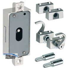 HETTICH Drehstangenschloss Set. einfache Sperre DM15 links, Zamak vernickelt