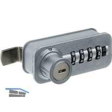 HETTICH Zahlenschloss mit Riegel - Fixcode, links, Stahl/KS verchromt matt