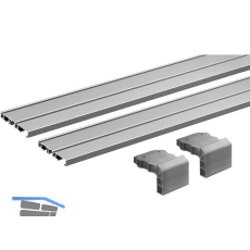 HETTICH SlideLine M Laufprofil Set 2-L�ufig Schraub- Klebemontage 2500 mm, Alu