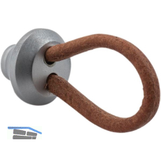 Knopf Valverde Breite 24 mm,Tiefe 52 mm,Leder hellbraun/Messing verchromt matt