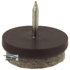 Nagelgleiter mit Filzauflage und Einschlagstift, rund, �20, KS braun
