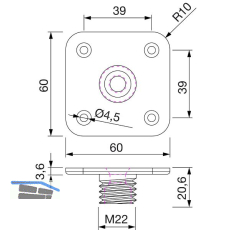 Befestigungplatte Dekorfu� Torino 60 x 60 mm