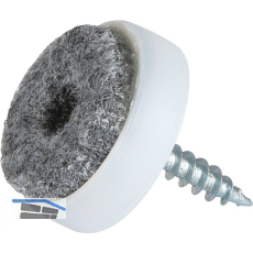 Schraubgleiter mit Filz und Holzschraube rund, �24, wei�