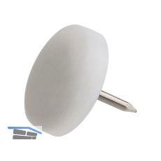 Nagelgleiter mit Einschlagstift, rund, �15, Kunststoff wei�