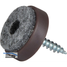 Schraubgleiter mit Filz und Holzschraube rund, �28, braun