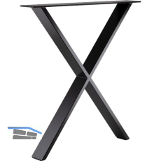 SIMAUSROM Tischkufe X-Form Stahl schwarz lackiert