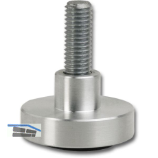 H�henverstellschraube mit Teller und Gleiter,�60, M8x25, Aluminium/Stahl.