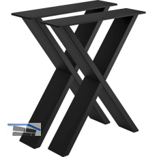 Bankkufe Etsi X-Form, Breite 380 mm, Stahl schwarz strukturiert