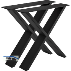 Bankkufe Etsi X-Form, Breite 450 mm, Stahl schwarz strukturiert