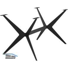 Tischgestell Etsi X-Form mit Traverse, L�nge 1360 mm, Stahl schwarz strukturiert