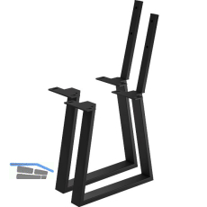 Bankkufe Etsi Trapez mit Lehne, Breite 480 mm, Stahl schwarz strukturiert