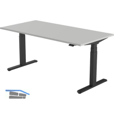B�rotisch Evo, elektrisch verstellbar, schwarz, Platte 1600x800 hellgrau