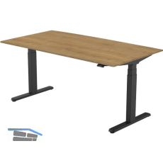 B�rotisch Evo, elektrisch verstellbar, schwarz, Platte 1600x800 Eiche Natur