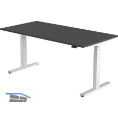 B�rotisch Evo, elektrisch verstellbar, alufarbig, Platte 1600x800 Graphitgrau