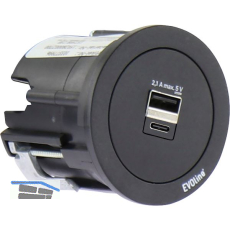 EVOline One 2fach USB Charger A+C mit Abdeckring schwarz