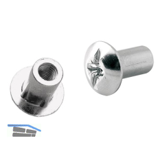 H�lsenmutter M6 mit Rille, L�nge 31, Stahl vernickelt